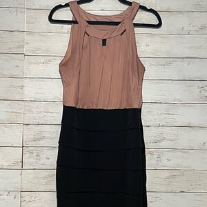 Enfocus Studio Sleeveless Pink and Black Midi Dress